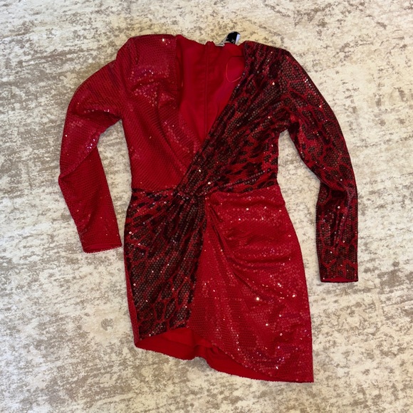 Glamorous One Shoulder Red Sequin Dress - Picture 1 of 4